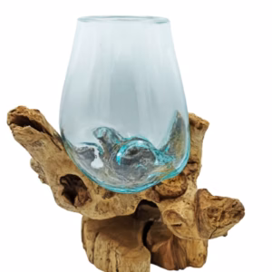 Molten Glass on Wood with Stand - Large Bowl