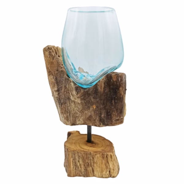 Molten Glass On Wood With Stand - Medium Bowl - Image 2