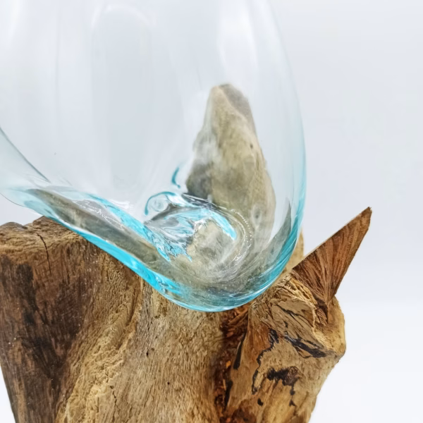 Molten Glass On Wood With Stand - Medium Bowl - Image 3