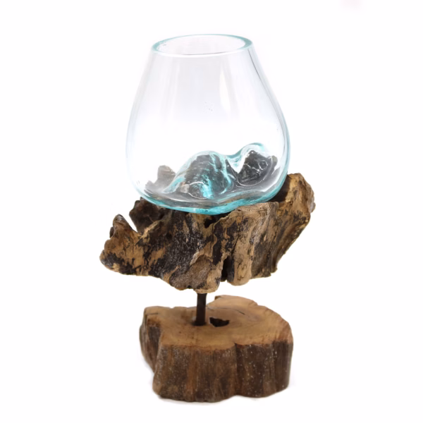 Molten Glass On Wood With Stand - Medium Bowl - Image 5