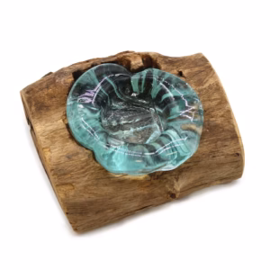Porte-bougie en Verre Fondu sur Bois