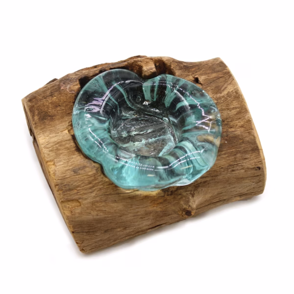 Porte-Bougie En Verre Fondu Sur Bois
