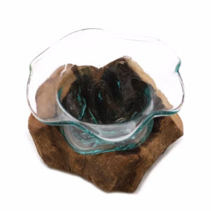 Smeltet Glas Fancy Sweet Bowl på Træ