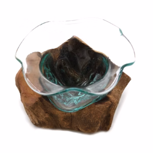 Smeltet Glas Fancy Sweet Bowl på Træ