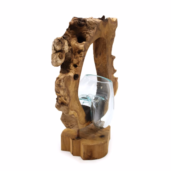 Kunstvase Aus Geschmolzenem Glas Zum Aufhängen Auf Holz – Bild 3