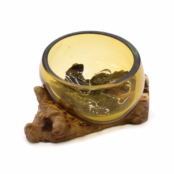Molton Glass Mini Amber Bowl On Wood