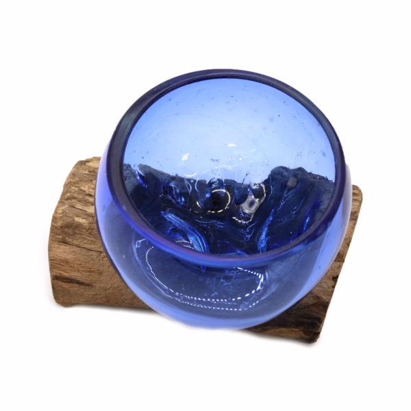 Geschmolzenes Glas Mini Blue Bowl Auf Holz – Bild 4