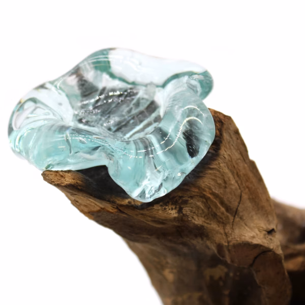 Bougeoir Triple En Verre Fondu Sur Bois – Image 5