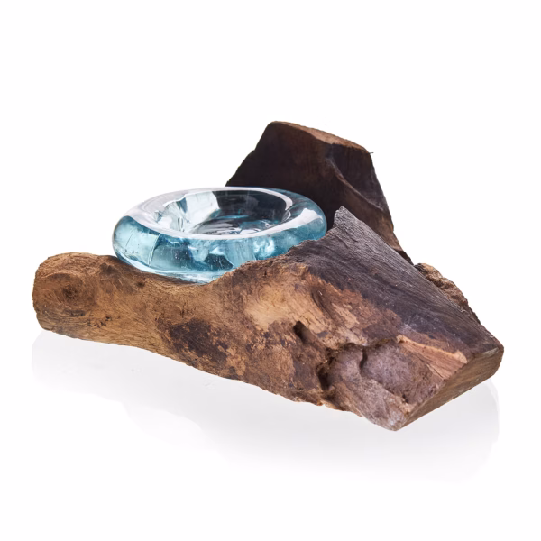 Vidrio Fundido Sobre Madera - Porta Vela - Imagen 3