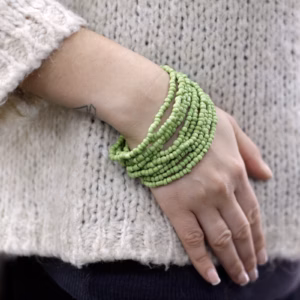 Multi-Bead Bangle Wooden Clasp - Asst Colours