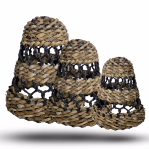 Lampeskjermer Av Bananblad Og Hitam Raffia - Sett med 3 Stk.