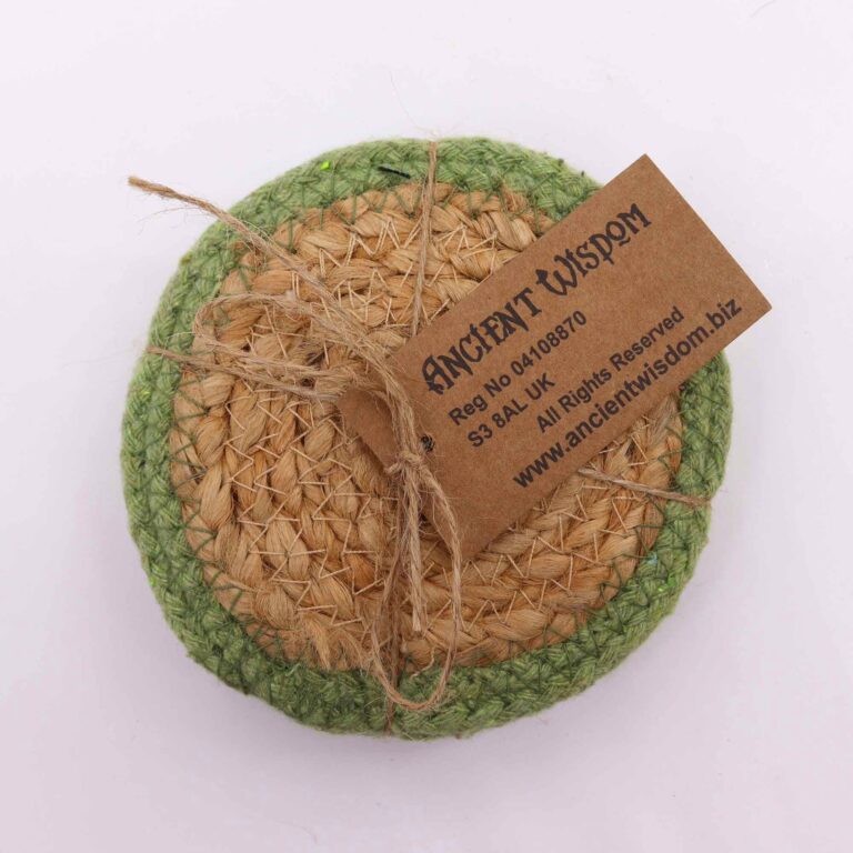 Natural-Coaster-Jute-Cotton-10cm-set-of-4-Olive-Boarder