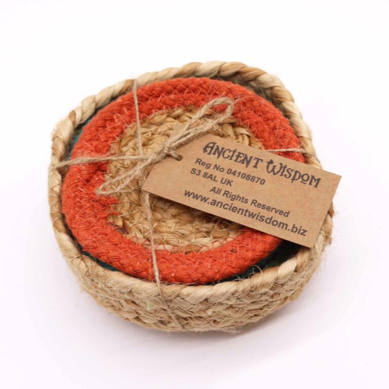 Natural-Coaster-Jute-Cotton-10cm-set-of-6-Mixed-colours-in-basket