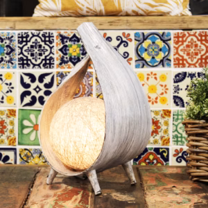 Natural Coconut Lamp - Greywash Wrapover