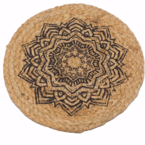 Naturlig Bordskåner - Jute 30 cm - Mandala-Trykk
