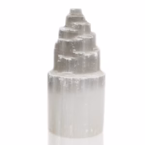 Naturlig Selenitt Tårnlampe - 20 cm