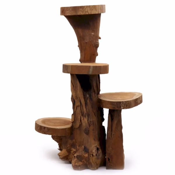 Natural Teak 4 Shelf Display 75cm high - Bilde 2