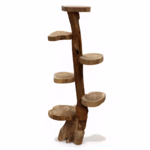 Naturteak-Display med 6 Hyller, 120 cm Høyt