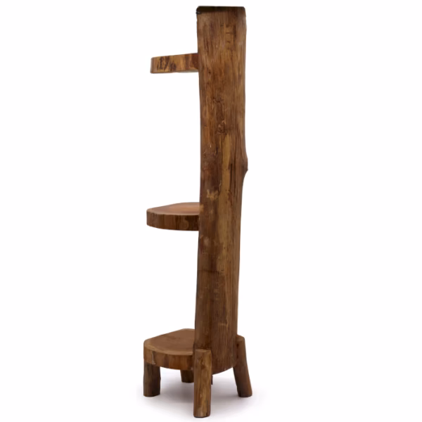 Natural Teak Log Shelve Display 3 Shelves 100cm high - Bilde 4