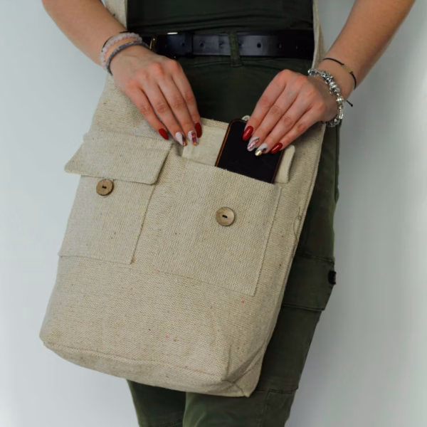 Natural Tones Tasker Med To Lommer - Sten - Store - Billede 3