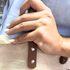 Bolso Natural con Asa de Cuero - Flor de la Vida