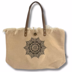 Bolso Natural con Asa de Cuero - Mandala