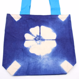 Naturlig Tye - Dye Bomuldstaske (8oz) - Blå Blomst - Blå Hank