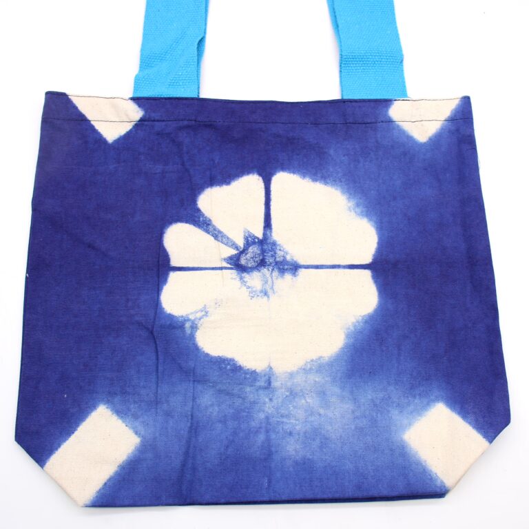 Natural-Tye-Dye-Cotton-Bag-8oz-38x42x12cm-Blue-Flower-Blue-Handle