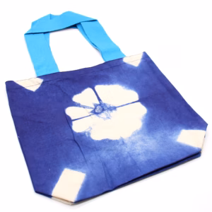 Naturlig Tye - Dye Bomuldstaske (8oz) - Blå Blomst - Blå Hank