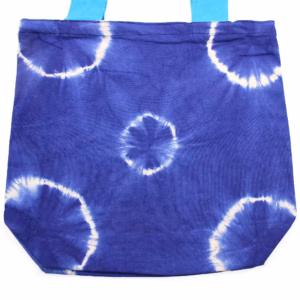 Naturlig Tye - Dye Bomuldstaske (8oz) - Blå Ringe - Blå Hank