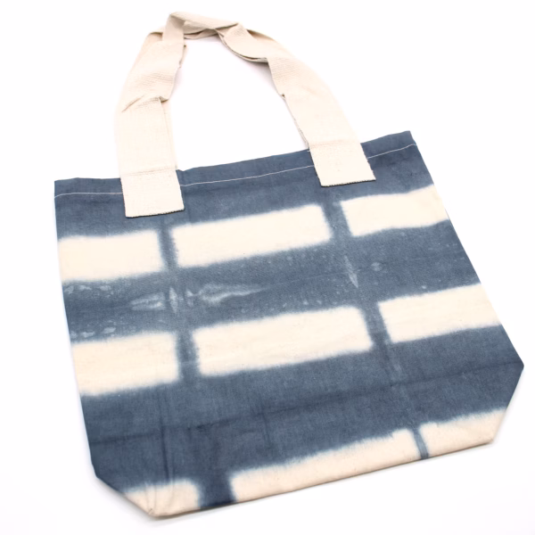 Naturlig Tye-Dye Bomullspose (8 Oz) - 38x42x12 cm - Grå Blokker - Naturlig Håndtak - Bilde 2