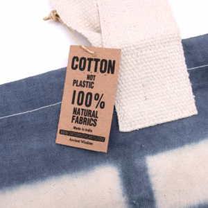 Naturlig Tye - Dye Bomuldspose (8oz) - Grå Blokke - Naturligt Håndtag