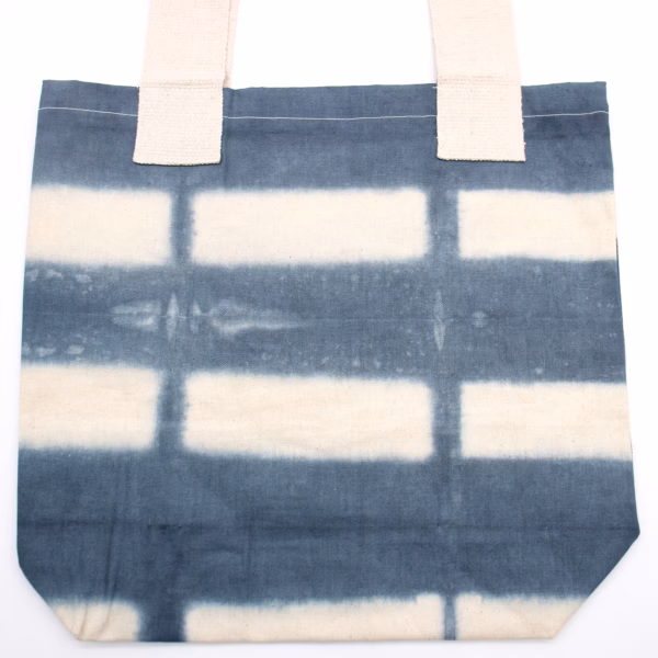 Naturlig Tye-Dye Bomullspose (8 Oz) - 38x42x12 cm - Grå Blokker - Naturlig Håndtak - Bilde 4