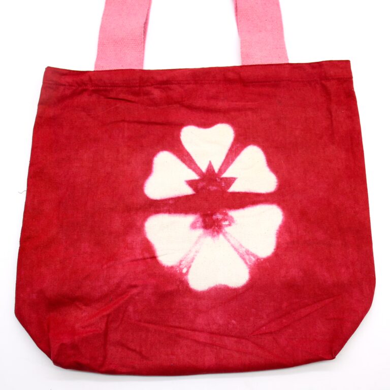 Natural-Tye-Dye-Cotton-Bag-8oz-38x42x12cm-Maroon-Flower-Pink-Handle
