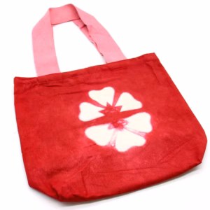 Naturlig Tye - Dye Bomuldstaske (8oz) - Rødbrun Blomst - Lyserød Hank