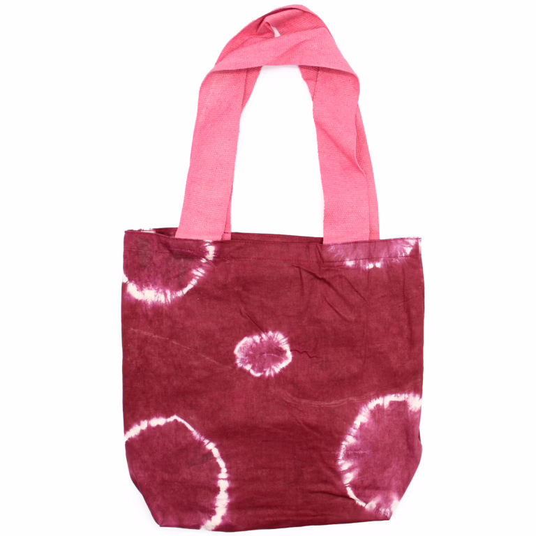 Natural-Tye-Dye-Cotton-Bag-8oz-38x42x12cm-Maroon-Rings-Pink-Handle