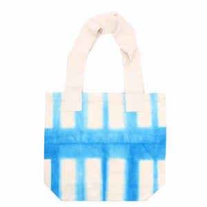 Naturlig Tye-Dye Bomullspose (8 Oz) - 38x42x12 cm - Himmelblå Blokker - Naturlig Håndtak