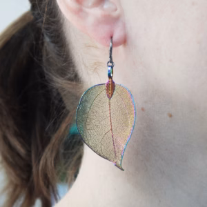 Necklace & Earring Set - Bravery Leaf - Pewter