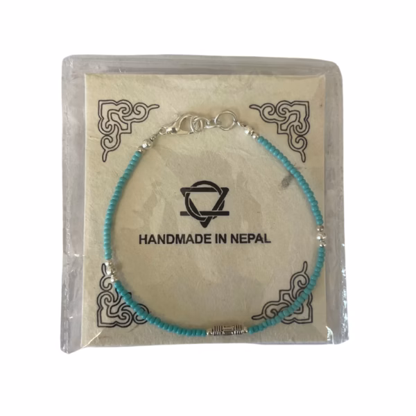 Nepalese Extra Fine Gem Bracelet - Turquoise & Teardrop - Image 4