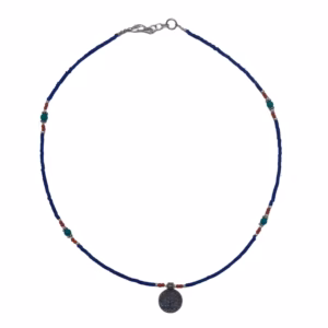 Nepal - Halskette - Extrafeine Edelsteine - Blauer Onyx und Lebensbaum