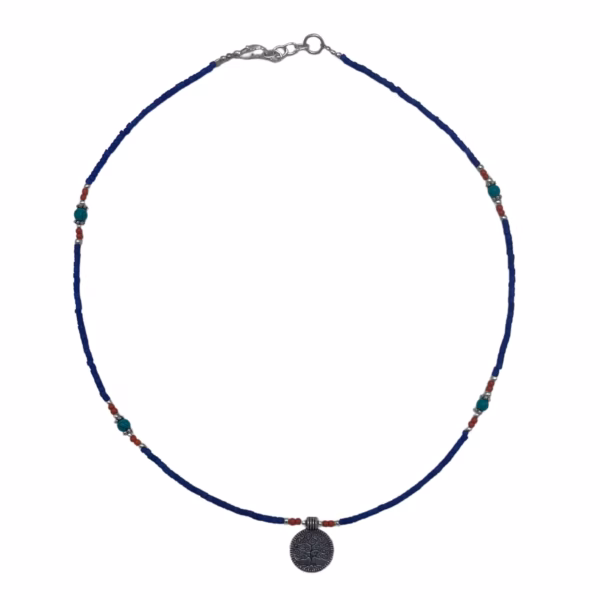 Collier De Pierres Précieuses Extra-Fines Du Népal - Onyx Bleu &Amp; Arbre De Vie – Image 5
