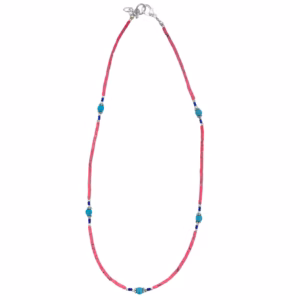Collar Nepalés de Gemas Extra Finas - Cuentas de Coral Rosa y Turquesa