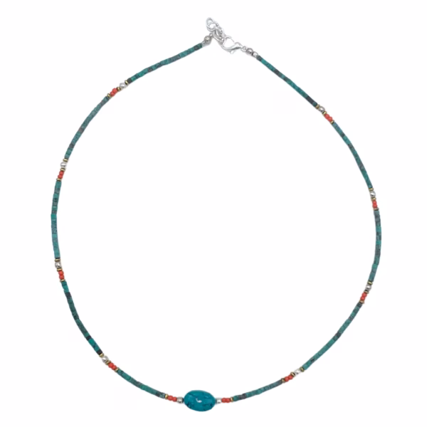 Nepalese Extra Fine Gem Necklace - Turquoise & Stone - Image 3