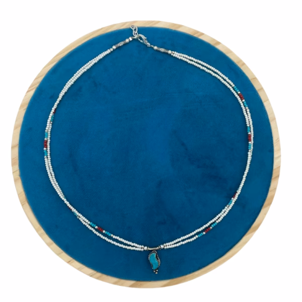 Nepalese Extra Fine Two Line Necklace - Pearl &Amp; Turquoise Pendant - Image 3