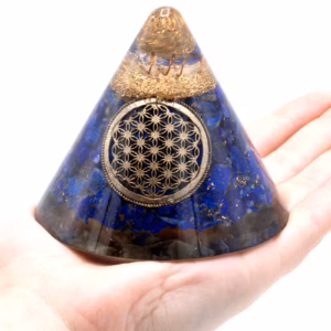 Orgonite Kegel - 90mm - Lapis Levensbloem - Hangend Kwarts