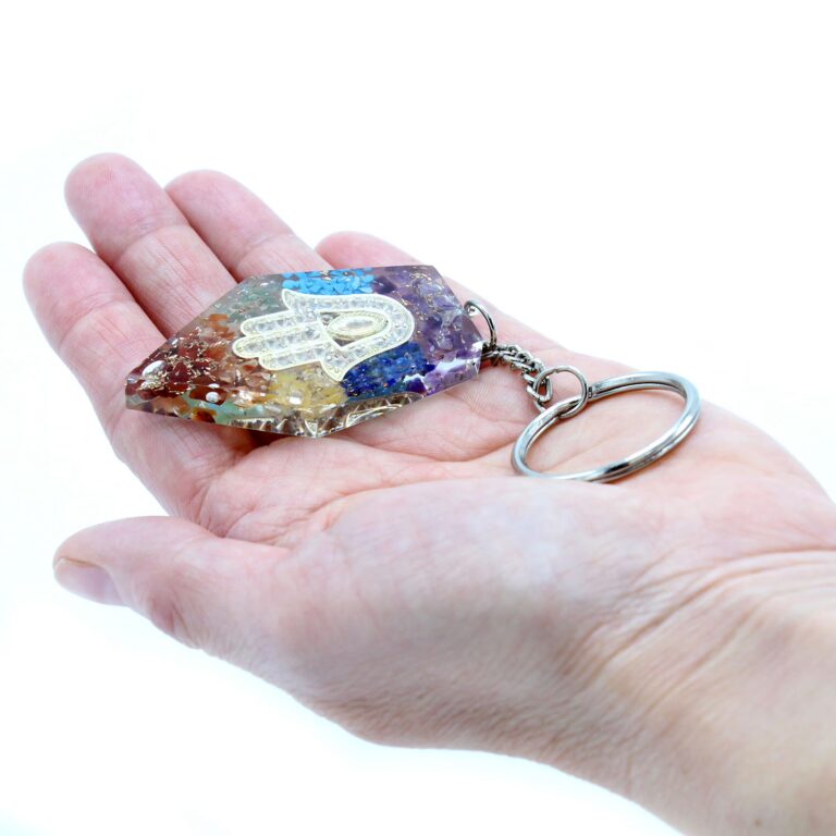 Orgonite-Power-Keyring-Gemstone-Chakra-Hamsa