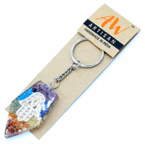 Orgonite Orgonitt Power Keyring - Chakra Hamsa Av Edelstener