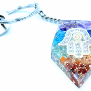 Orgonite Power Keyring - Gemstone Chakra Hamsa