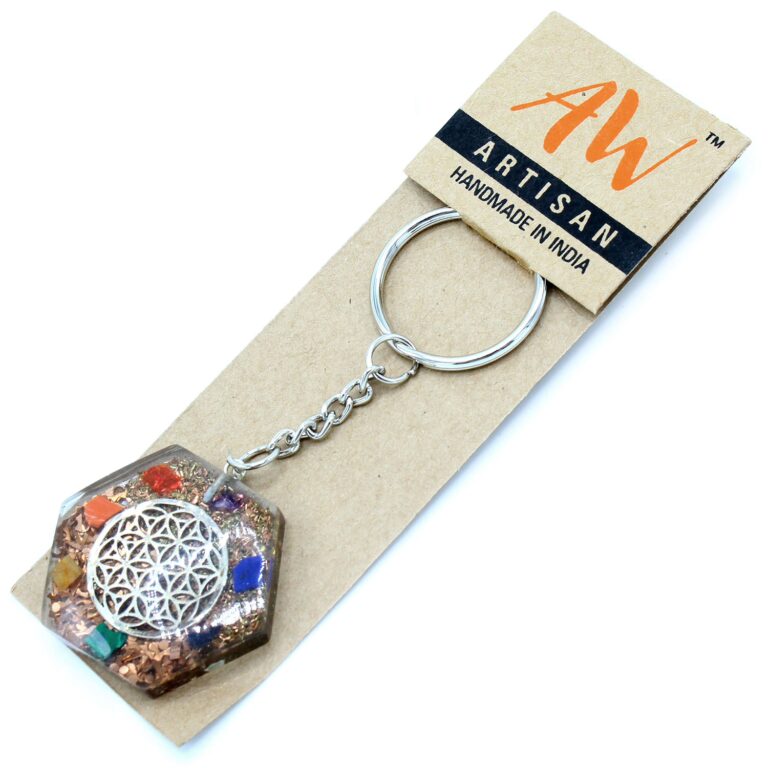 Orgonite-Power-Keyring-Octagon-Flower-of-Life