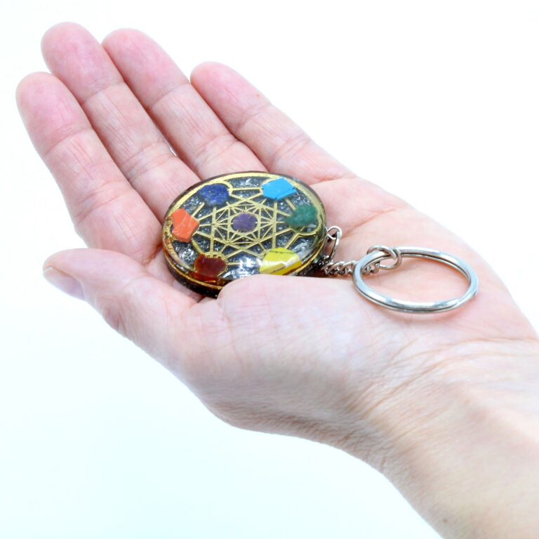 Orgonite-Power-Keyring-Round-Seven-Chakra